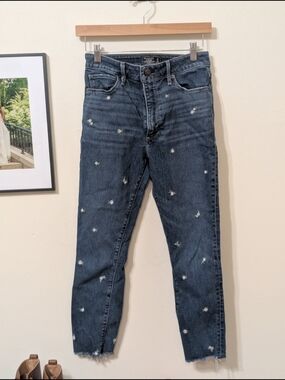 Abercrombie & Fitch Simone High Rise Ankle Jeans with Flower Details, Distressed